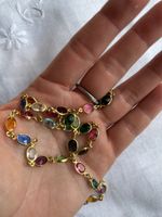 Kette Silber vergoldet mit Glassteinen