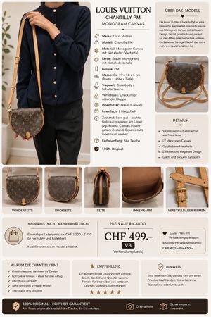 Louis Vuitton Tasche Chantilly PM Monogram sehr gut