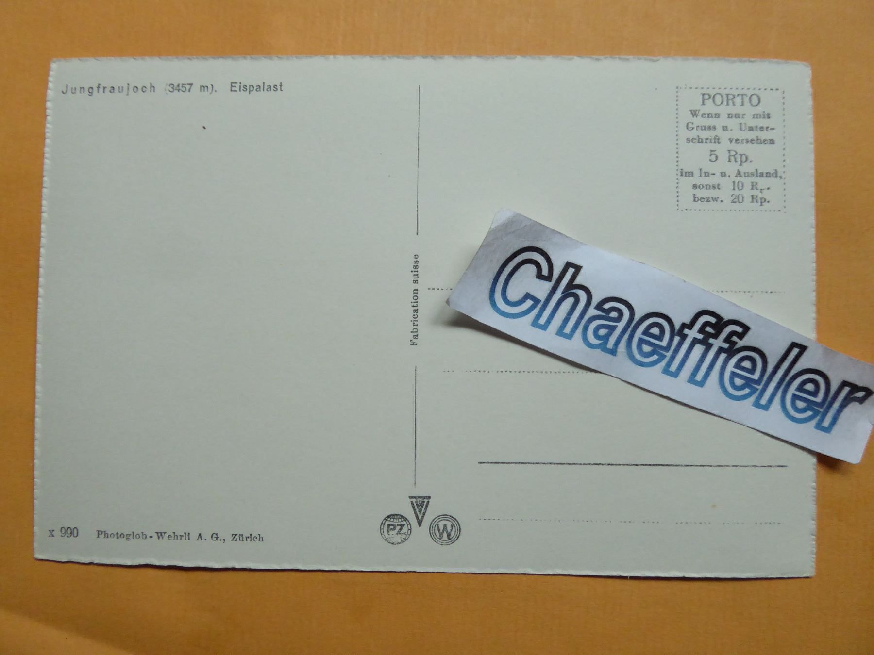 Cartes postales: Jungfraujoch, Eispalast – Neuf (Voir description) à Zürich par Chaeffeler 1