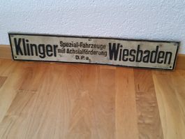 Antique panneau en métal "Klinger Wiesbaden"