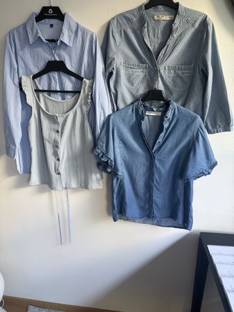 4 hellblaue Oberteile ST TROPEZ / PROMOD – Grösse S