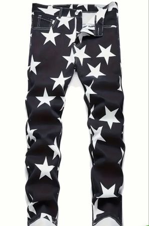 Coole Hose mit Sternenmuster, Schwarz weiss Grösse XL neu