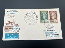 DDR Flugbrief Berlin-Erfurt 1957 div. Stempel  (M832)