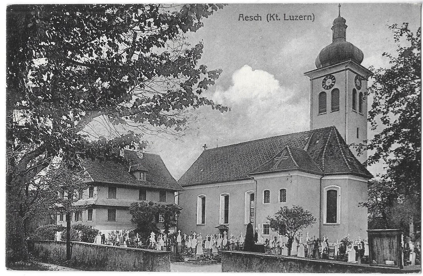 Cartoline postali: Aesch Teilansicht mit Kirche – Usato da Olten venduto da clotaldi