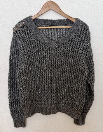 Pull Luisa Cerano laine fil métallisé gris T.36