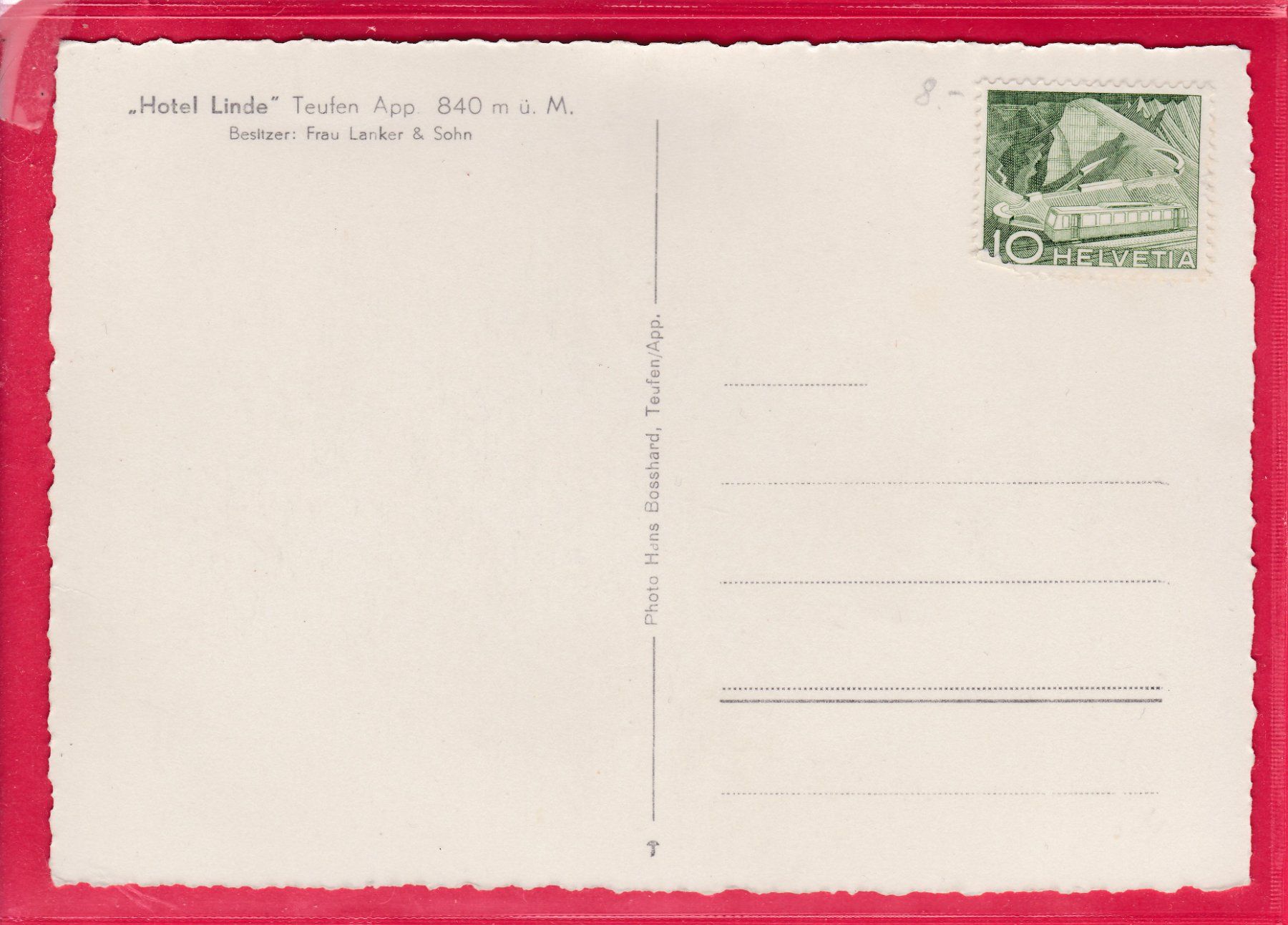 Cartes postales: TEUFEN, HOTEL LINDE – D'occasion à Oberrieden par Gebirgsstelze 1