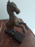 CHEVAL CABRE miniature couleur bronze sur socle bois ca 1950
