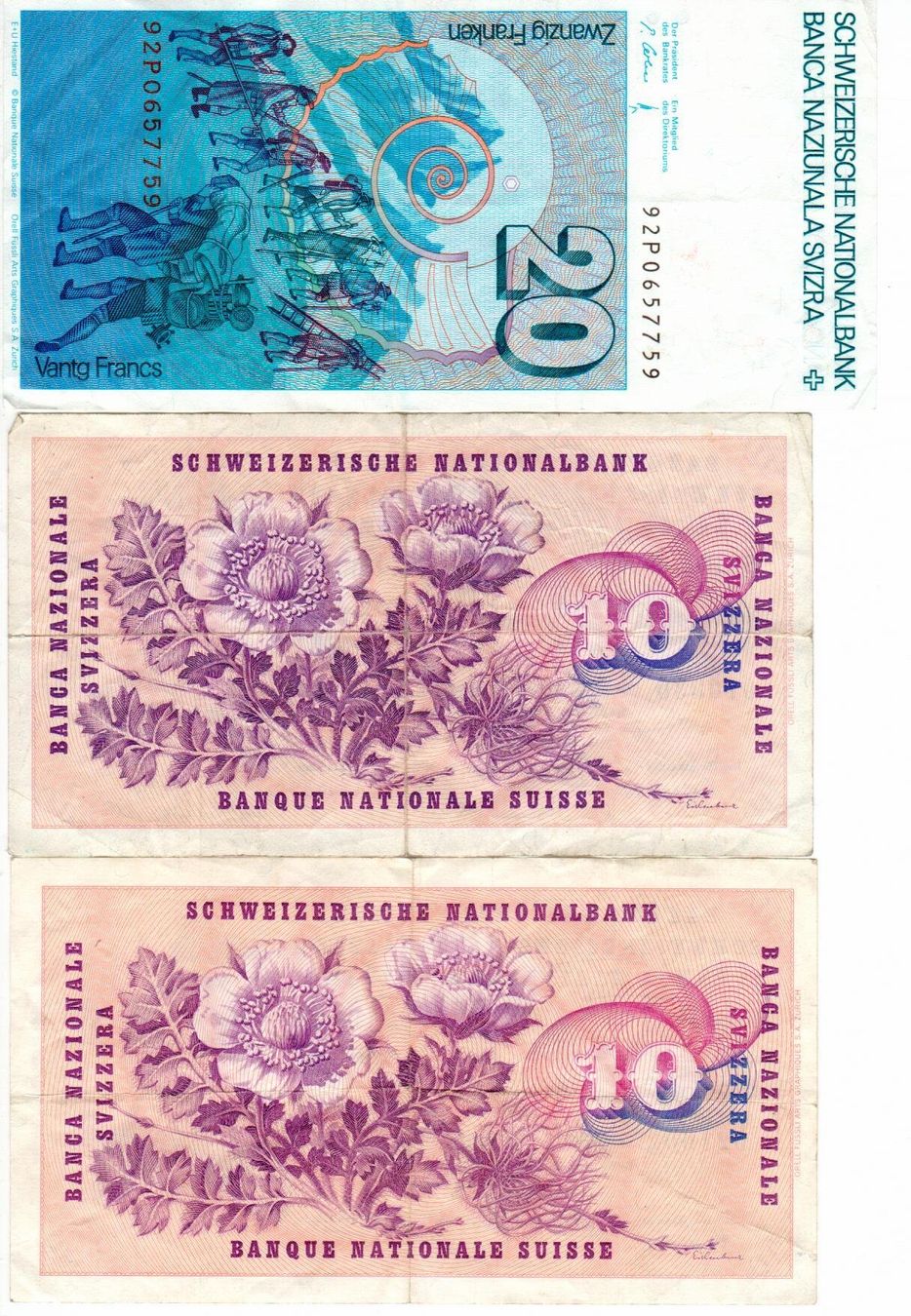 Banconote: 11 alte Schweizer Banknoten - gebrauchte – Usato da Wolhusen venduto da Curver9 6