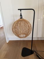 Tischlampe Korbgeflecht Metall schwarz Lampe 60cm H
