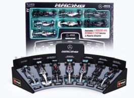 Bburago 7 x F1 Mercedes-AMG Petronas Set 1/43 mit Ständer