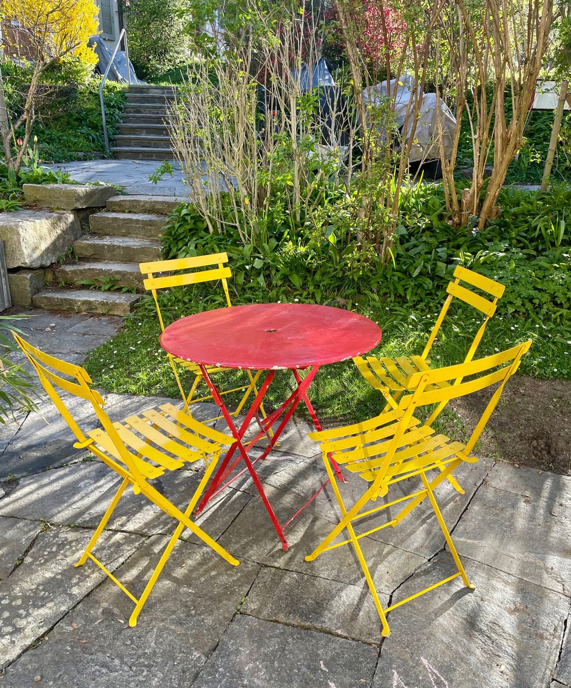 Set di tavolo e panche: Gartentisch Set, Tisch und Stühle klappbar. – Usato da Zürich venduto da marconi299