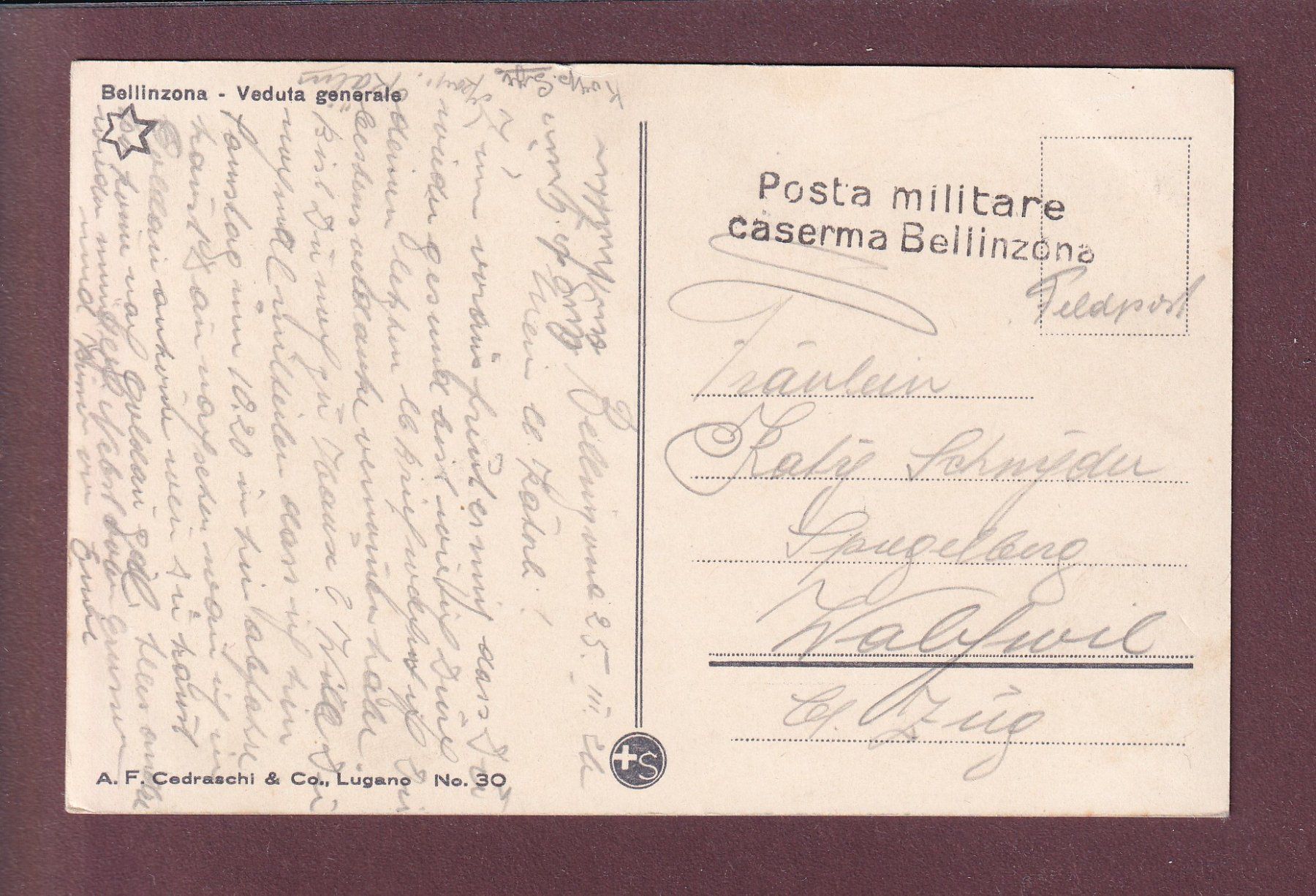 Cartoline postali: BELLINZONA - Stazione - Feldpost – Usato da Pully venduto da nicecards 1