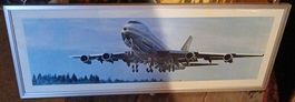 Gerahmtes Bild Flugzeug unten, gebraucht 105×41