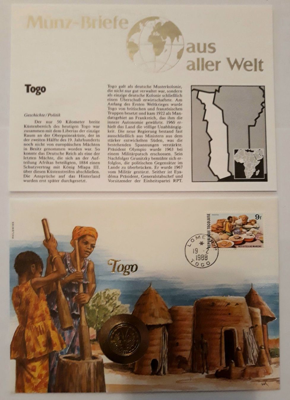 Tutti le monete: Münzbrief Togo 🇹🇬 1988 – Usato da Niederuzwil venduto da lubimaja