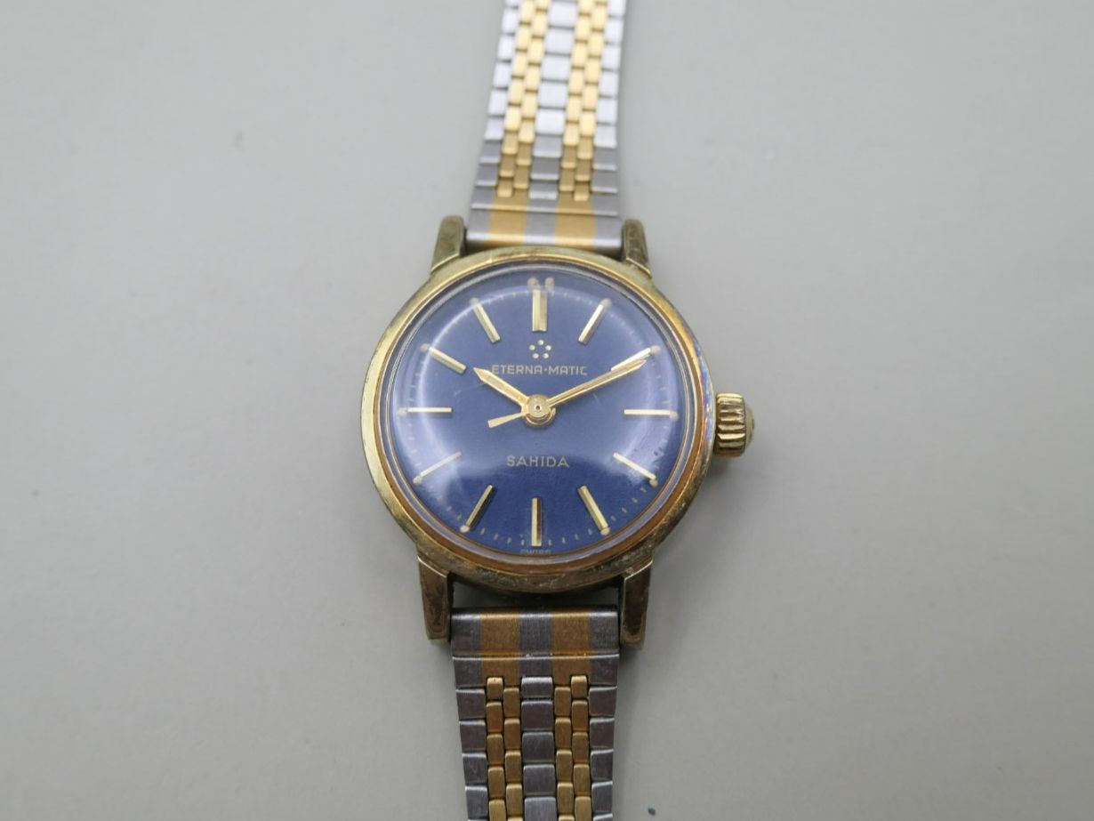 Eterna Uhren: Eterna-Matic Sahida Damen Automatic Vintage Blau – Gebraucht aus Thun von CHRONOTIKA