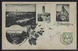 Fribourg, Stadtpanorama, Kirche und Rath