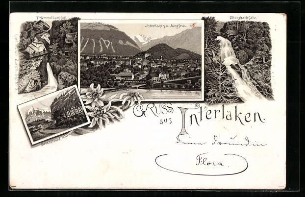 Cartoline postali: Vorläufer-Lithographie Interlaken, Tr – Usato da Berlin venduto da bartko-reher