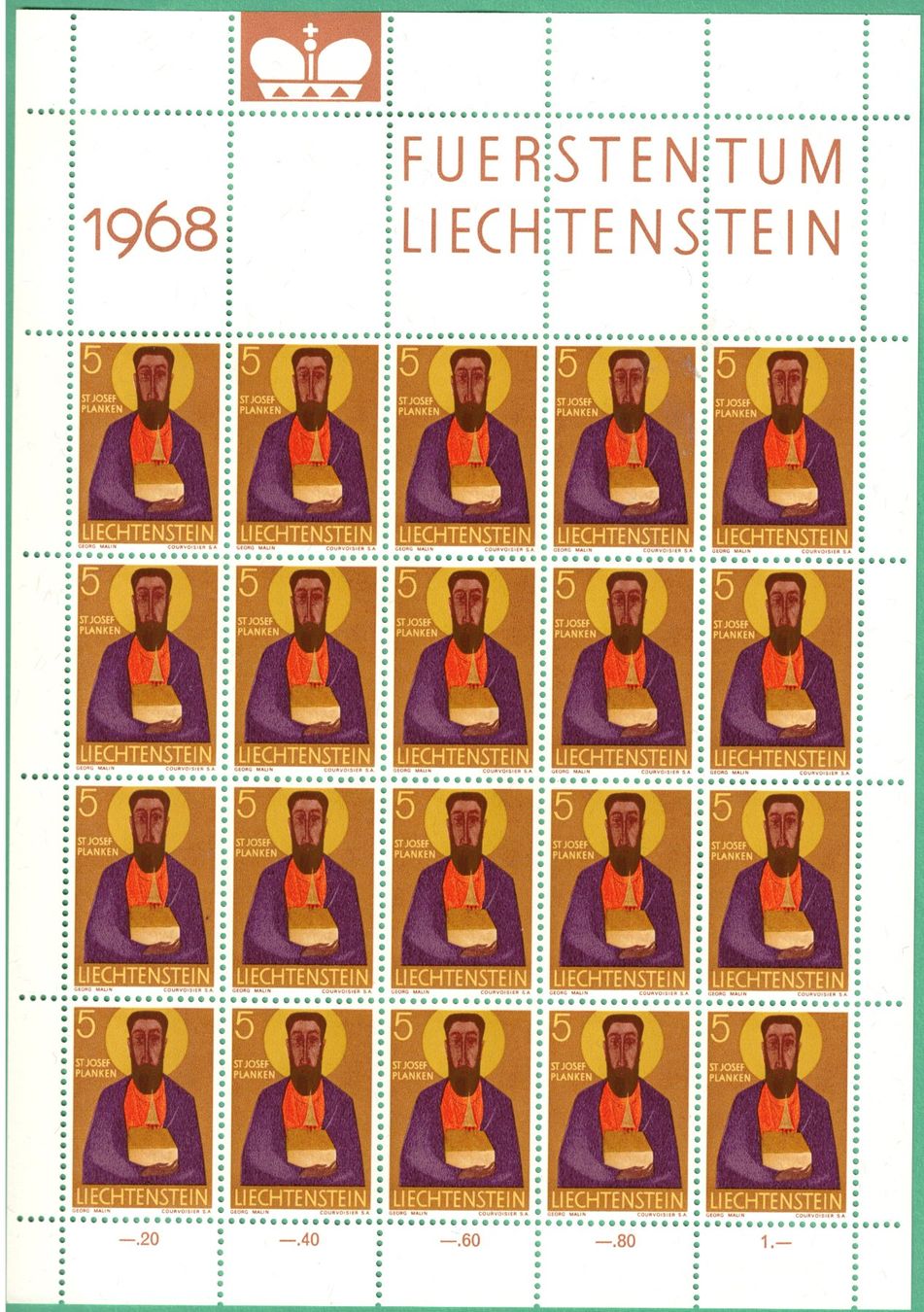 Tutti i francobolli: K'Bogen  Kirchenpatrone 5+150  1968    postfrisch – Nuovo (secondo la descrizione) da Mellingen venduto da Ginger 1