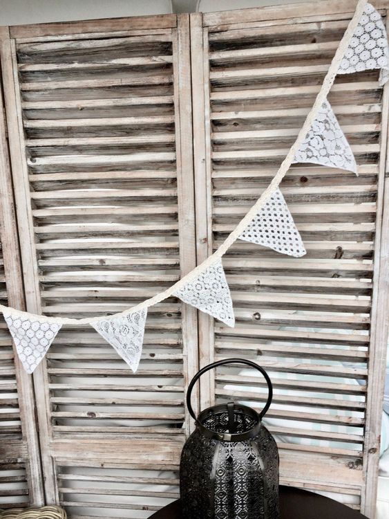 Party-Wimpelkette, Shabby-Chic-Stil, Blumenmuster, Blau/Grün