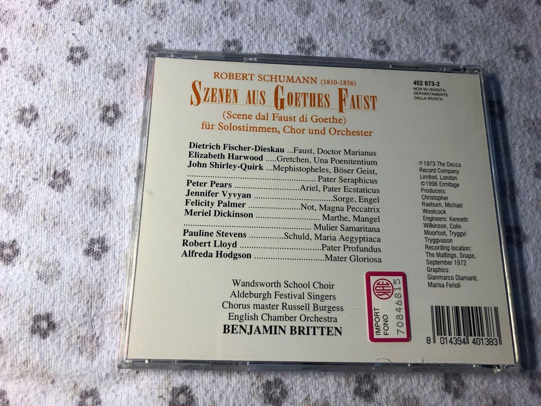 CD: Schumann/ Szenen aus Goethes Faust – Usato da Schübelbach venduto da Bemafaja 1