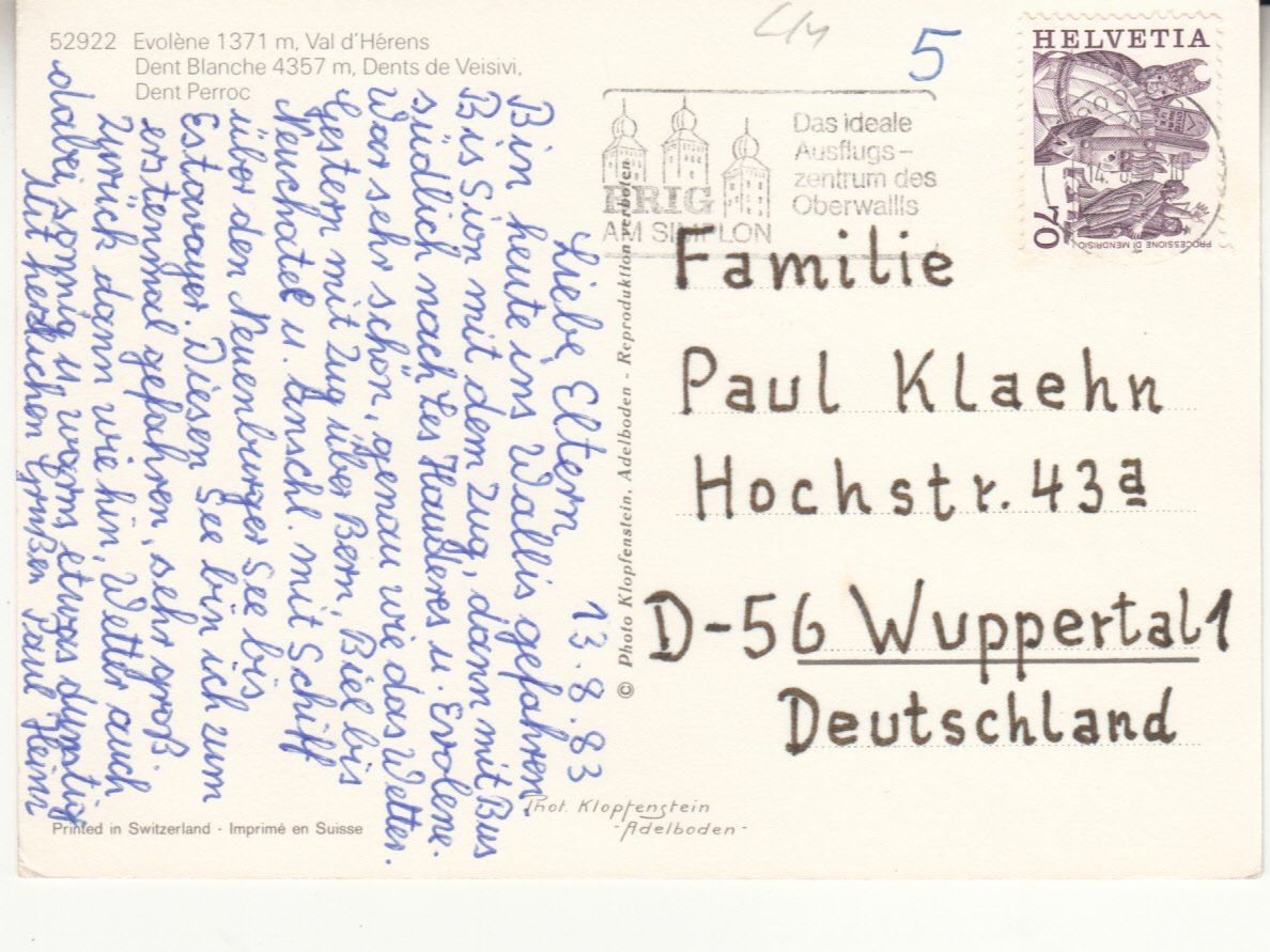 Cartes postales: Evolène 1983 – D'occasion à Bürglen TG par StampGraf 1