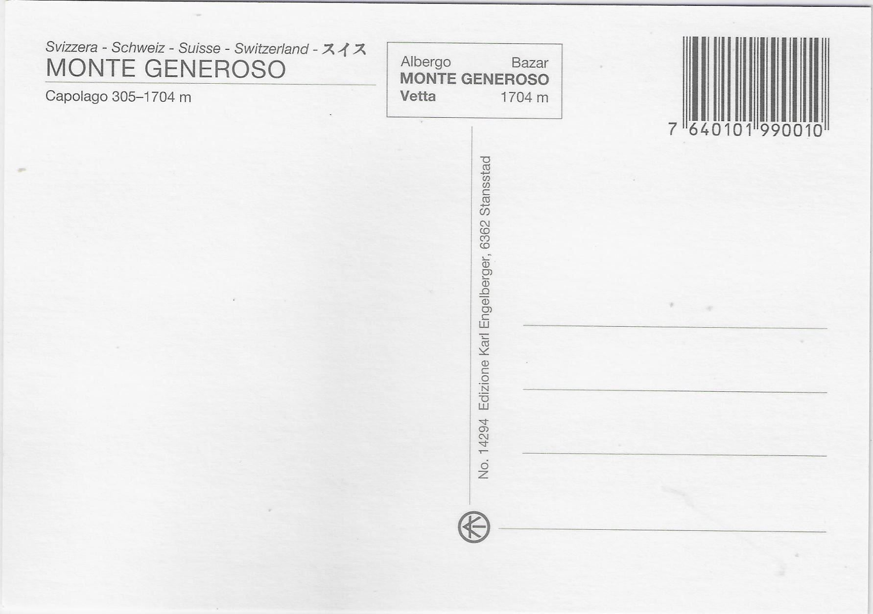 Cartoline postali: Monte Generoso - Ferrovia-Bahn – Antico da Ettingen venduto da Kartenplanet 1