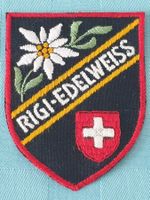 Vintage Badge Wappen RIGI - EDELWEISS ST. GALLER STICKEREI