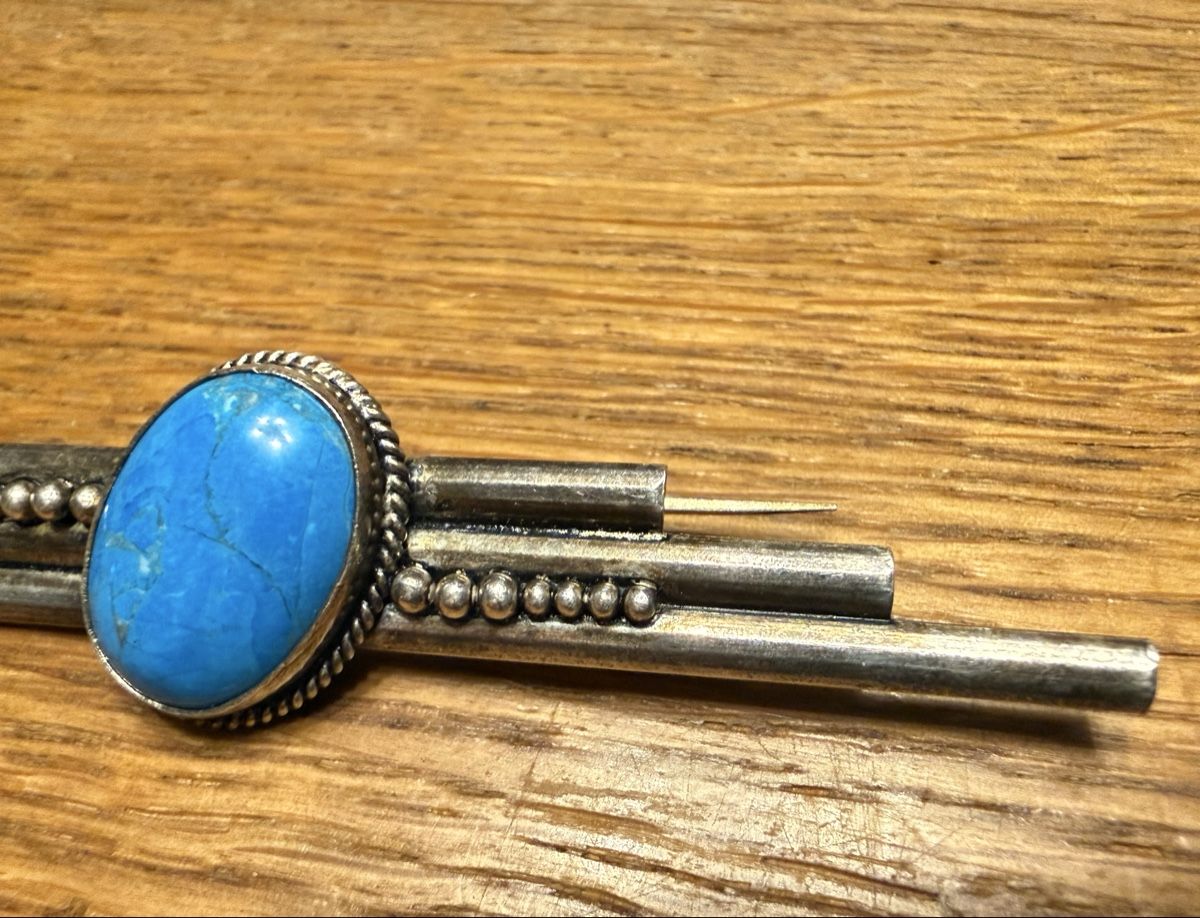 Broches & Aiguilles: Brosche Silber 925 mit Türkis Oval antik – D'occasion à Goldach par Messerguru 3