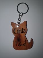 Holz Schlüsselanhänger Katze
