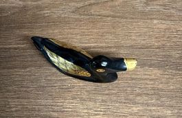 Dekorative Entenfigur, Holz, Handarbeit vergoldet, Top!