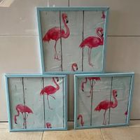 3 Bilder mit Flamingo Deko