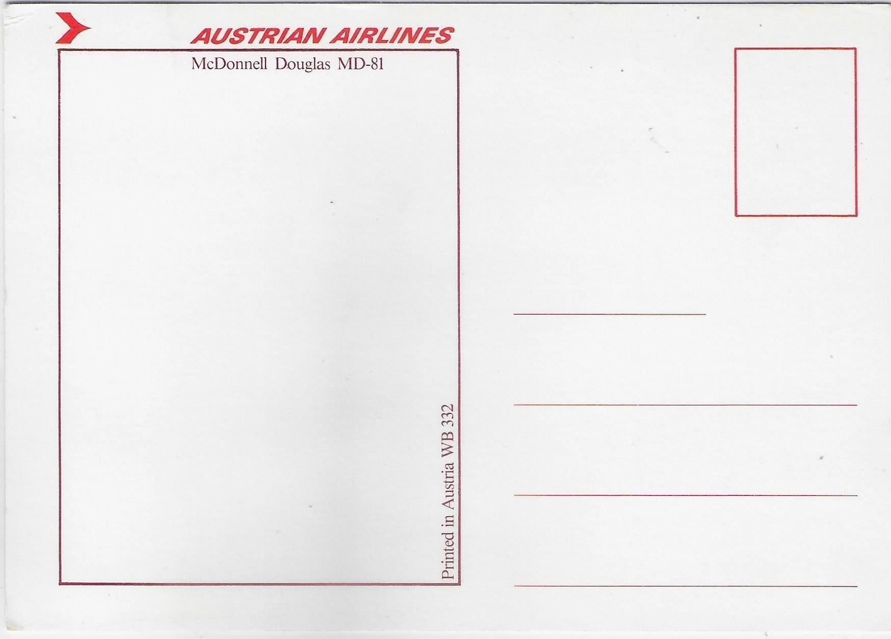 Cartes postales: Austrian Airlines - McDonnell Douglas MD – D'occasion à Ettingen par Kartenplanet 1