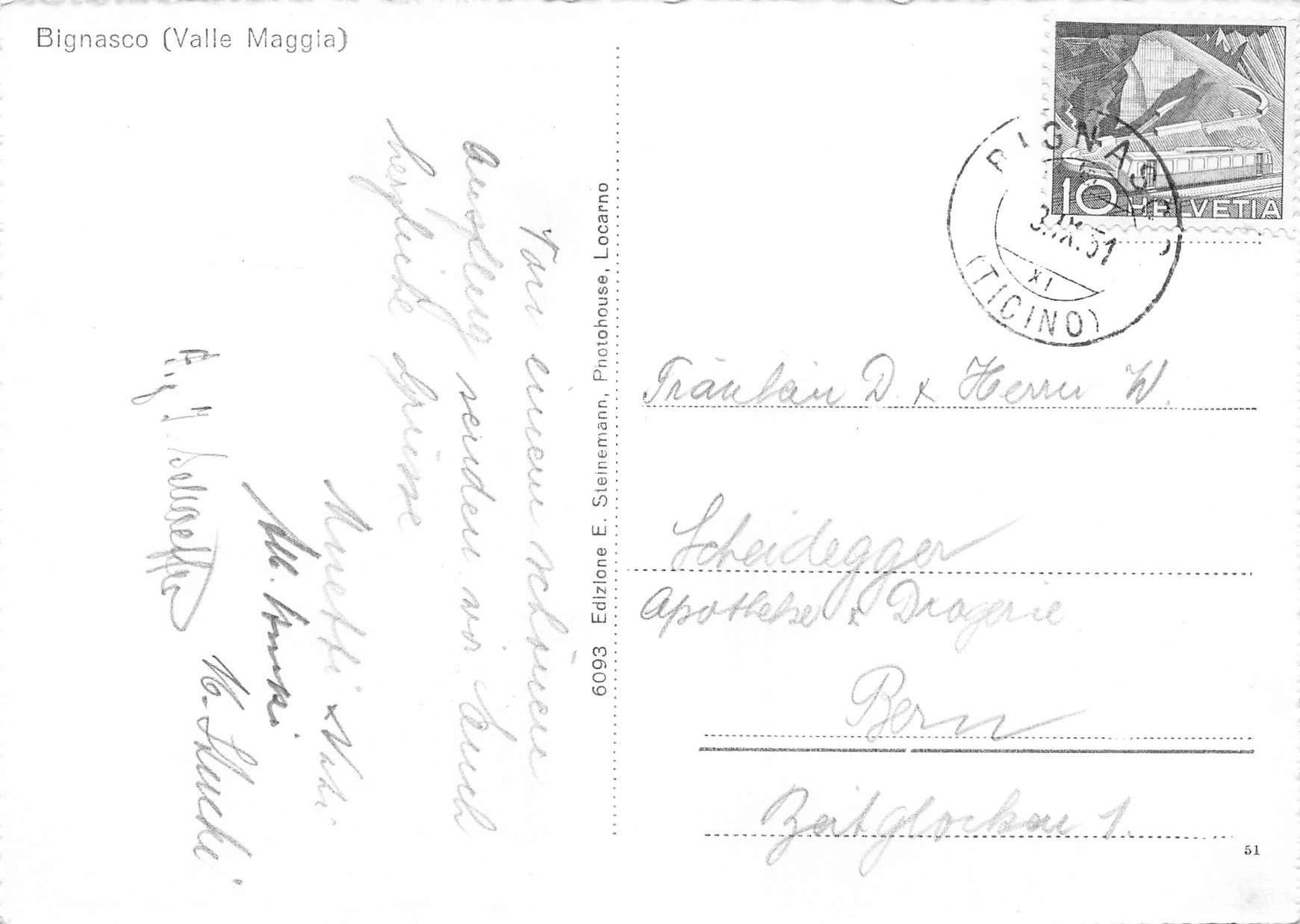 Cartoline postali: Bignasco valle maggia G – Usato da Biasca venduto da Blenio71 1