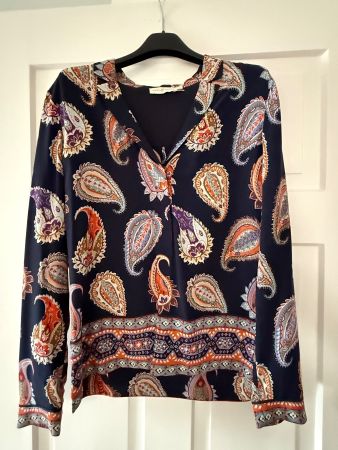 Tory Burch Seidenbluse, Gr. 8, Paisley Muster