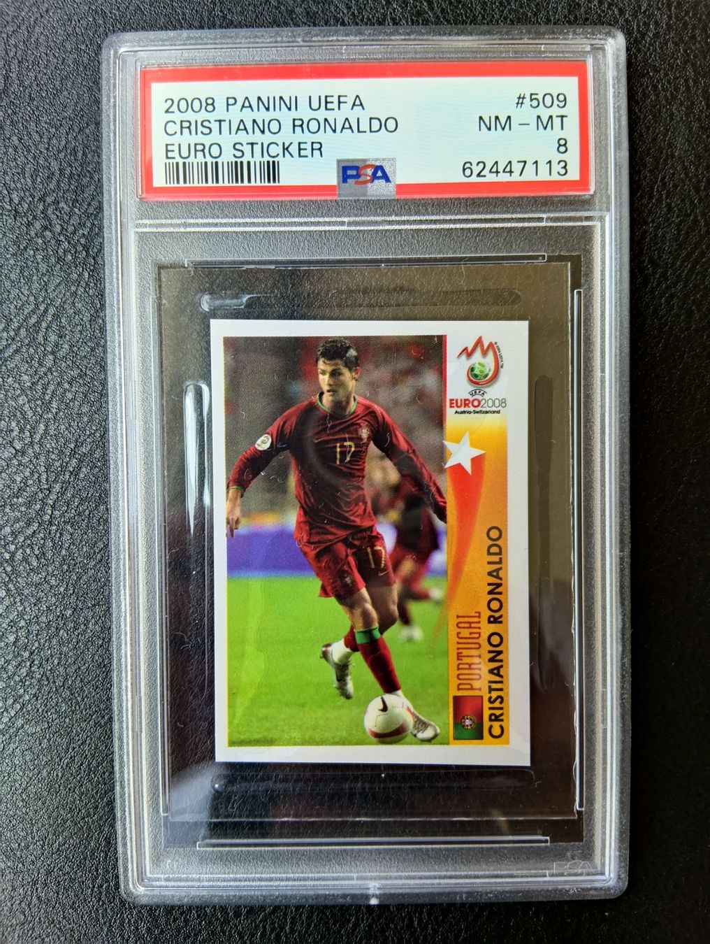 Panini Carte collezionabili: 2008 Panini Christiano Ronaldo PSA 8 #509 – Usato da Steinen venduto da antikesundseltenes