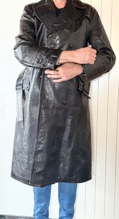 Oldtimer lange leder motorjacke.