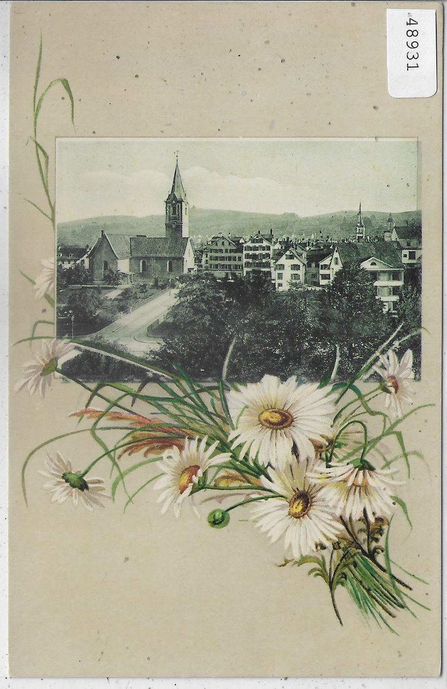 Cartoline postali: St. Gallen - St. Magnikirche - Blumen-Litho – Usato da Ettingen venduto da Kartenplanet