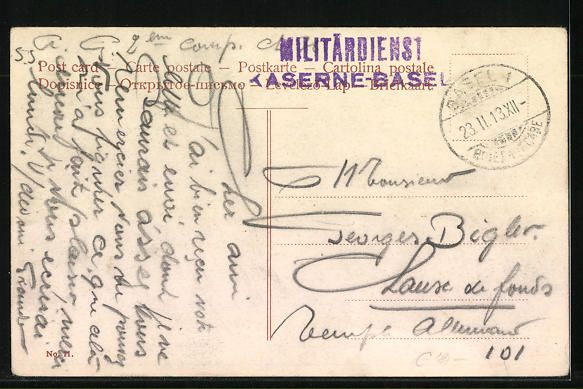 Cartoline postali: AK Basel, Blick auf die Kaserne, 1913 – Usato da Berlin venduto da bartko-reher 1