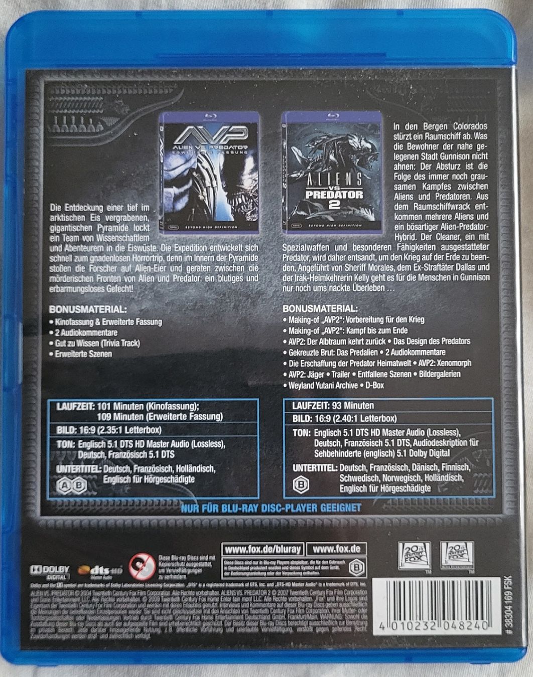 Alle DVDs: Aliens VS Predator 1 + 2 Coffret Blu Ray DE FR IT EN MULTI – Gebraucht aus Grand-Lancy von  1