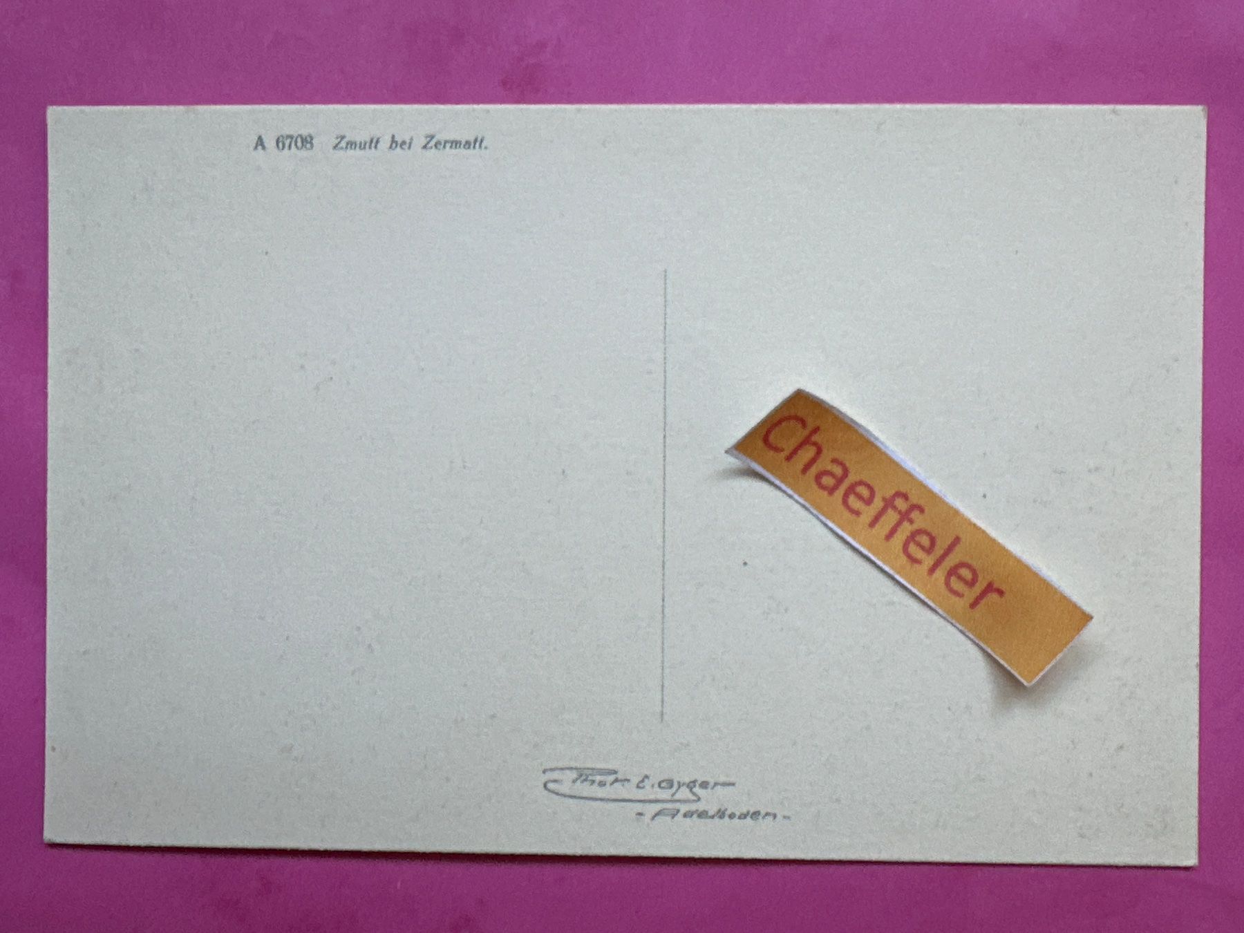 Cartoline postali: A 6708 Zmutt bei Zermatt – Usato da Zürich venduto da Chaeffeler 1