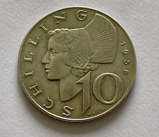 Österreich 10 Schilling 1959 münze, 640er-Silber