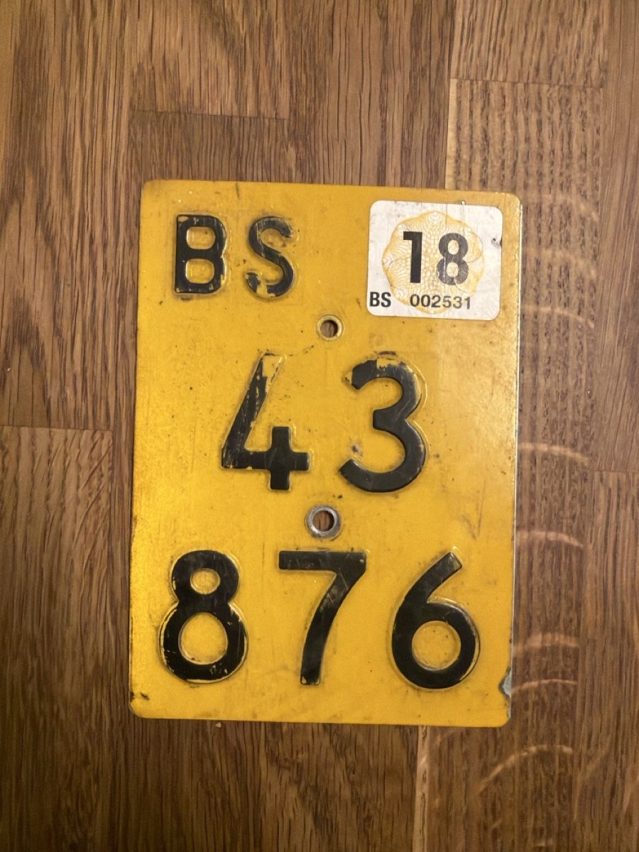 Insegne: Gelbes Kontrollschild BS 43876 – Usato da Basel venduto da samuelfr