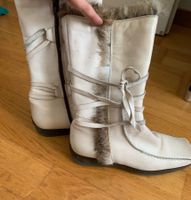 Winterstiefel Damen weiss mit Pelzbesatz