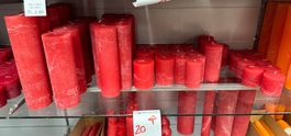 020 Posten Raureif Kerzen erdbeerrot aus Liquidation