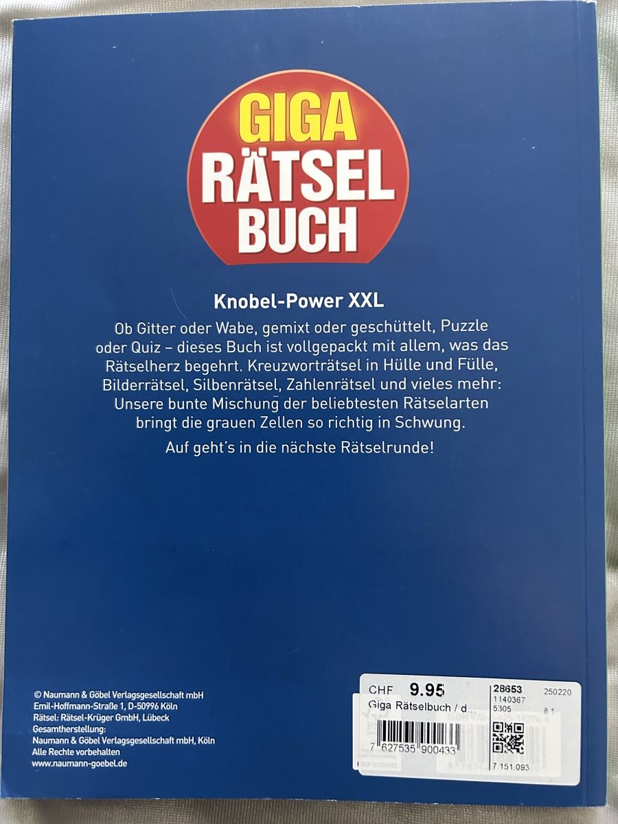 Libri: ***GIGA Rätsel-Bich ***NEU*** NP.9.95 – Nuovo (secondo la descrizione) da Winterthur venduto da stella67 1