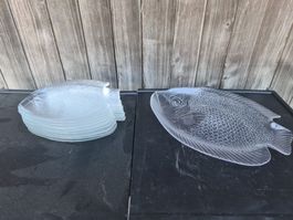 Fisch-Plättli Glas, 6er Set, 1 gross, 10 klein, Top
