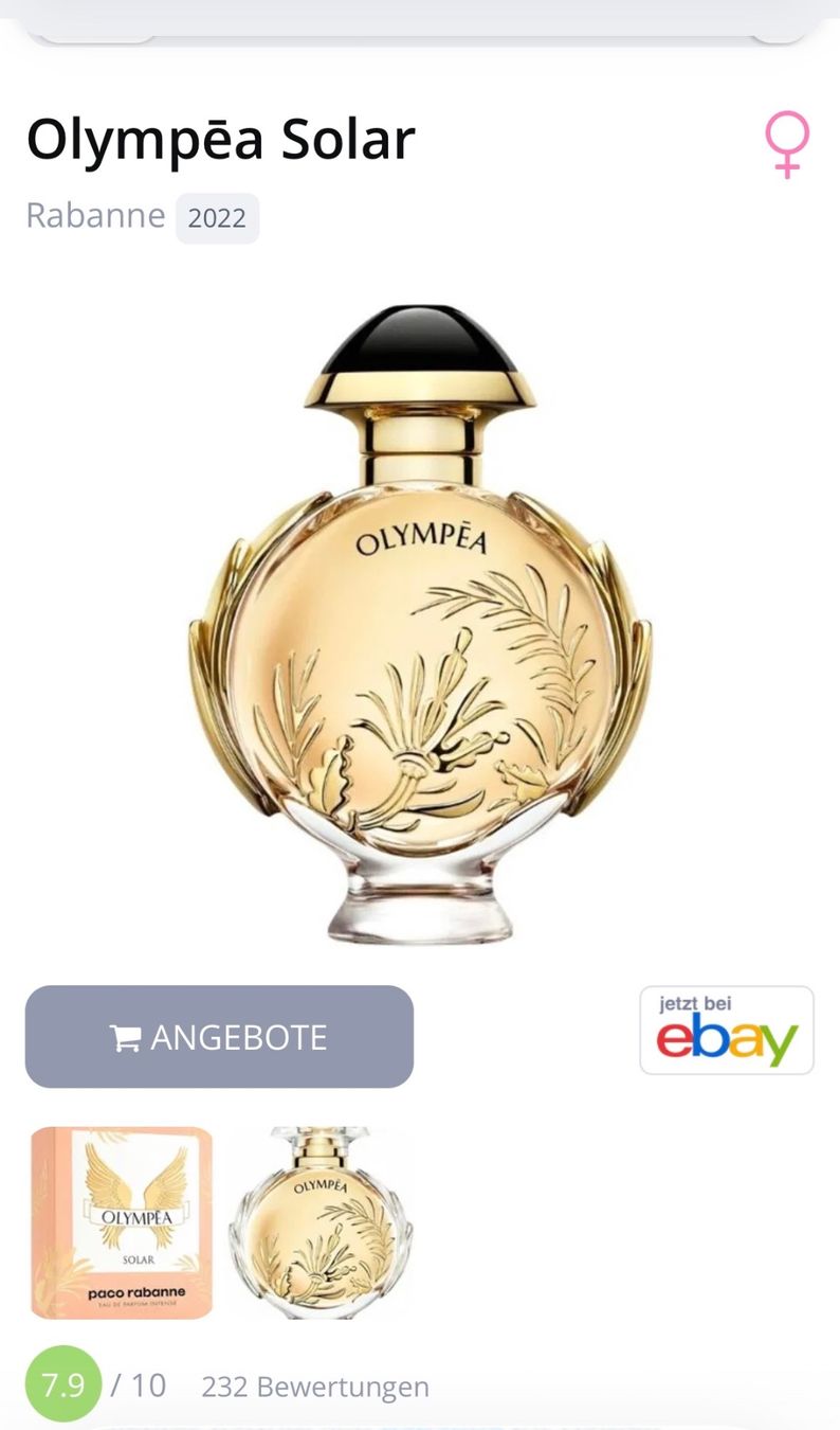 Paco Rabanne Profumi & Eau de Toilette: Rabanne Olympéa Solar Le Parfum EDP - Duftprobe 2ML – Usato da Zürich venduto da deruja 2