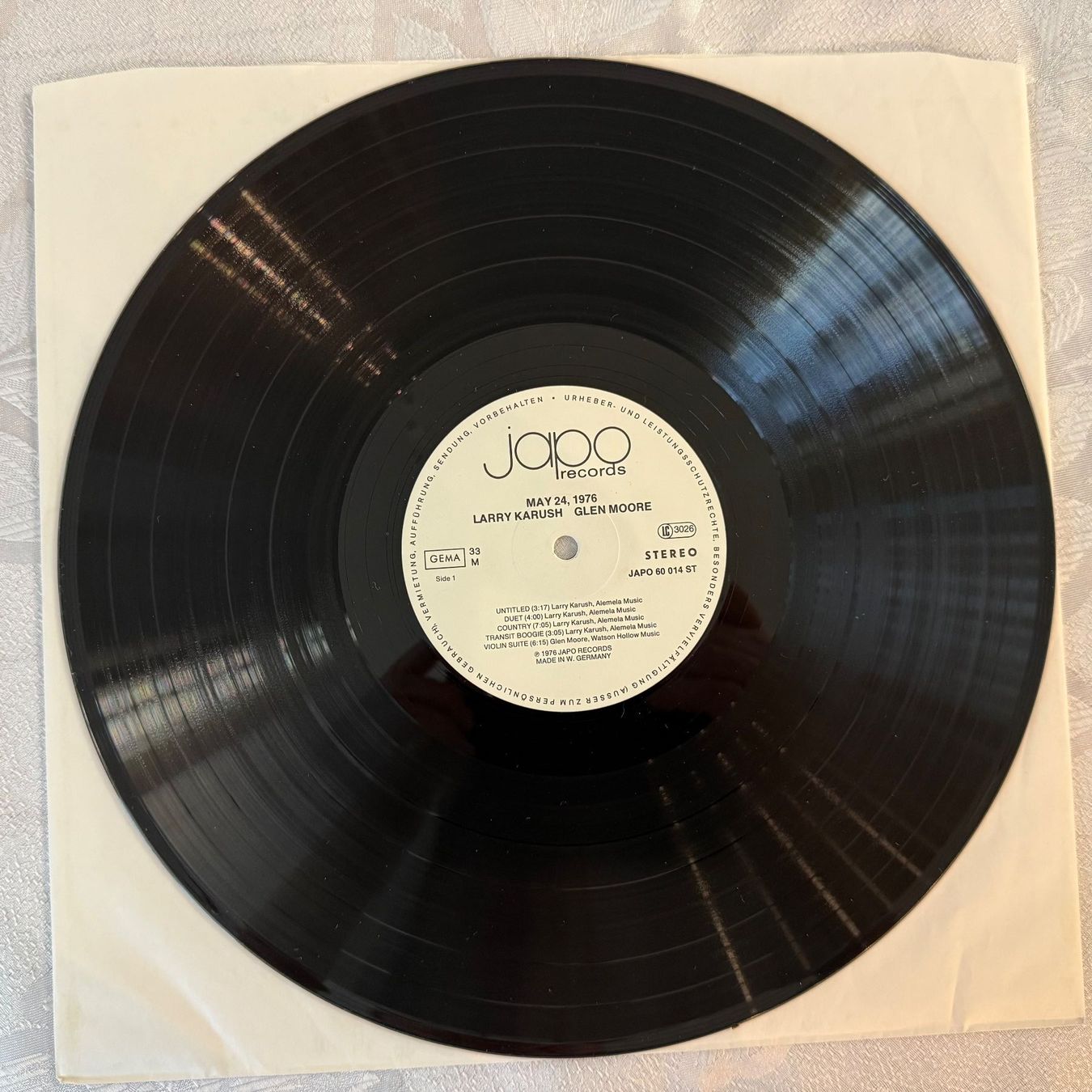 Dischi in vinile: LARRY KARUSH / GLEN MOORE , MAY 24, 1976 – Usato da Zürich venduto da fehlton 2