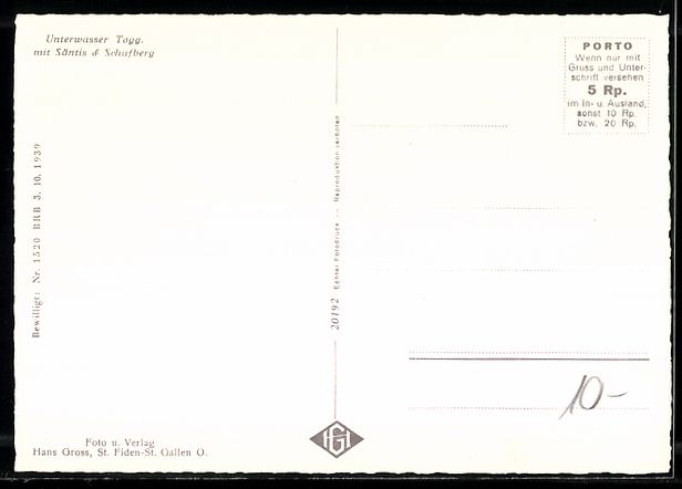 Cartoline postali: Unterwasser /Togg., Säntis u. Schafberg – Usato da Berlin venduto da bartko-reher 1
