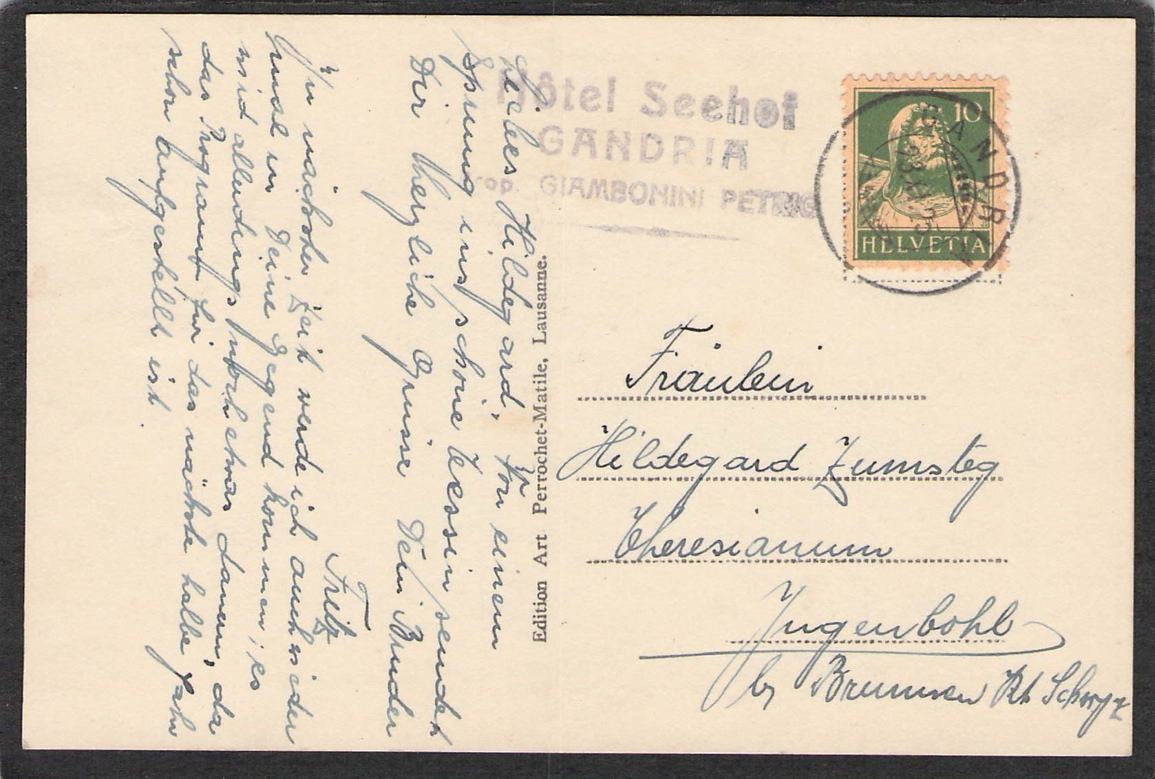 Cartoline postali: ,Olivi sopra Gandria,1925 – Usato da Reichenburg venduto da ibiza18 1